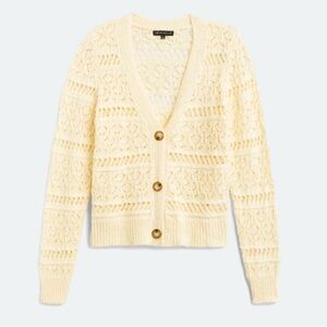 Mariana Pointelle Detail Yellow Knit Cardigan